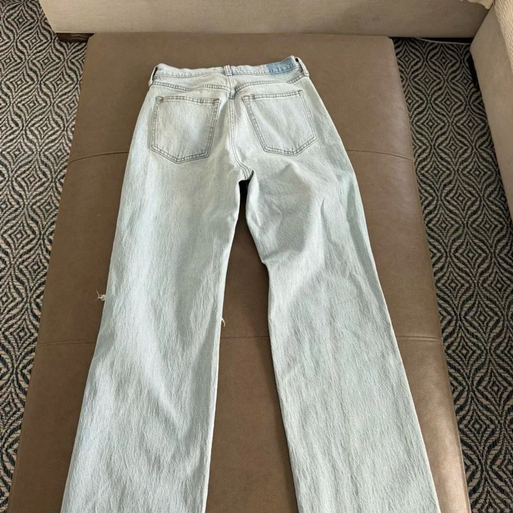 Abercrombie & Fitch Light Blue Ripped Straight Leg Jeans - Picture 2 of 3